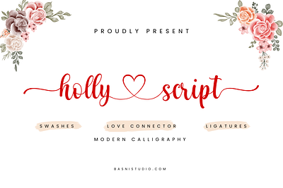 Holly Script Modern Calligraphy branding calligraphy design font graphic design handwritten illustration lettering logo love romance typography wedding invitation