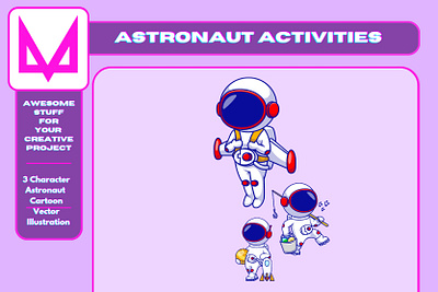 Astronaut Activities 🌌 astronaut baby branding character children cosmonaut cute design galaxy helmet illustration logo pack science set spaceman technology vector