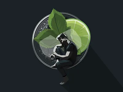 This will "cure" all my problems art conceptual design drink emotion flat graphic design green illustration inspiring lime lonely mint mochito sadness vector