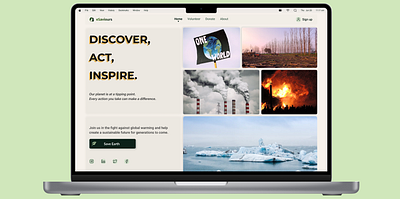 A Landing page for Earth Saviours dailyui earth global warming hero landing page ui uiux