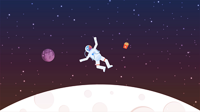 Hungry Spaceman 2d animation adobe after effects animation astronaut food fries gravity hungry illustration infographics motion design motion graphics planet space spaceman stars vector