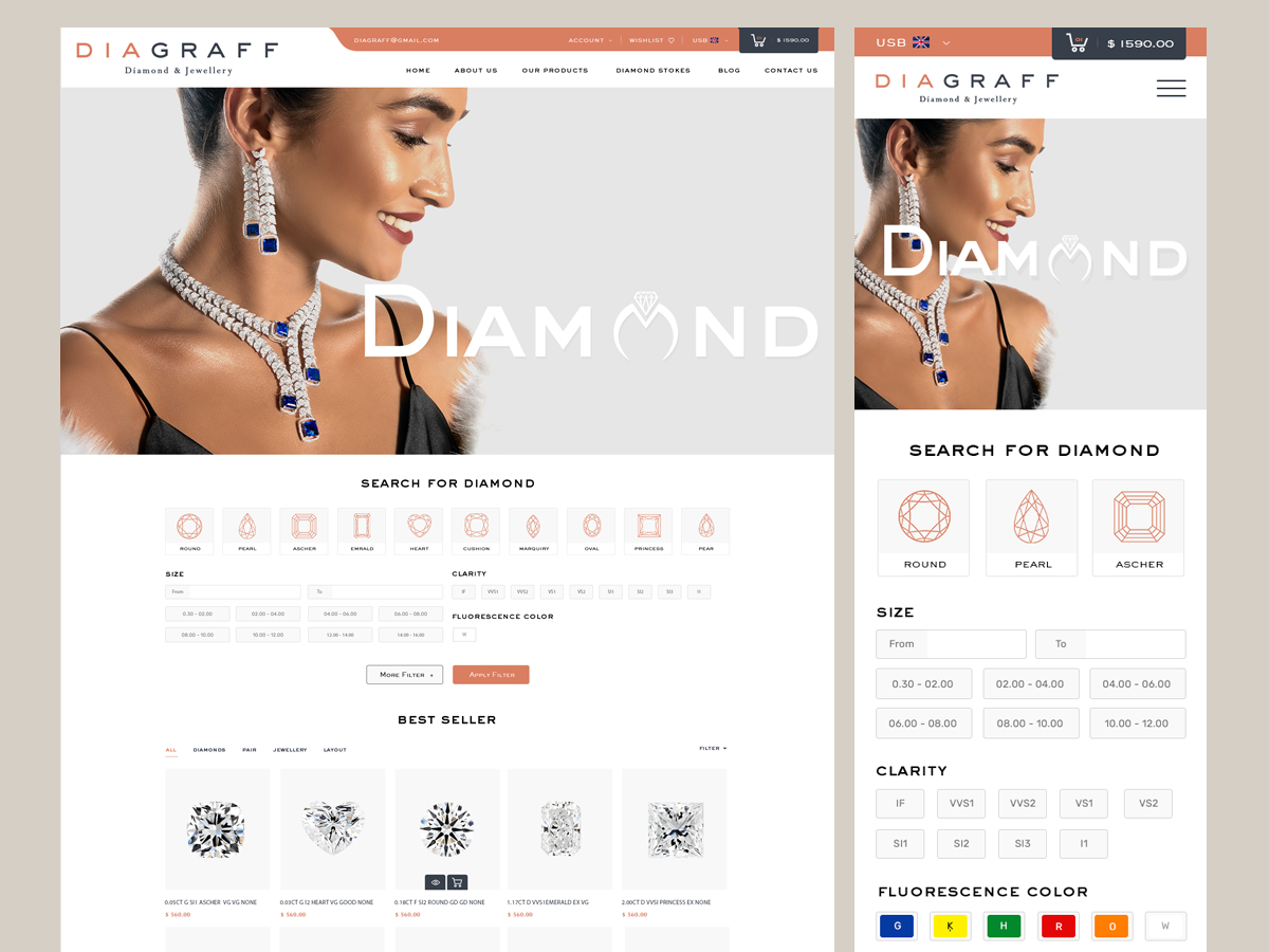 Fully Responsive Diamond Jewellery Ecommerce Website Template by ...
