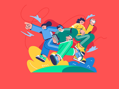 Running and Fitness Illustration adidas originals album art branding cartoon character character illustration design graphic design illustration ui