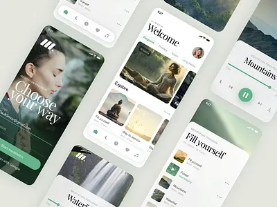 Meditation app meditation mobile nature sport travel ui ux
