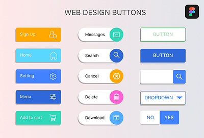 Web Design Buttons - Figma adobe android app branding buttons figma graphic design icons ios motion graphics ui ux webdesign xd