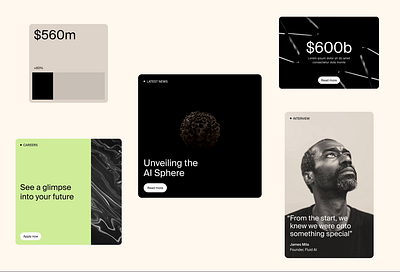 UI cards ai bold branding design investment logo midjourney minimal social typography ui website