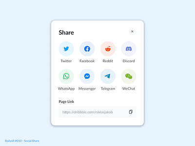 Social Share Popup 010 blue daily dailyui dailyui010 design graphic design popup share simple social media ui ux white