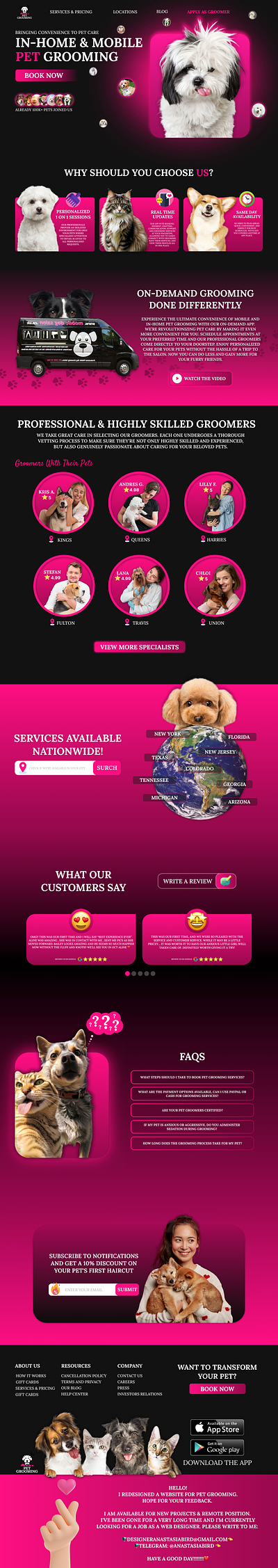 Pet grooming website design grooming landing landingpage pets product design site ui ux web web design webdesign website website design