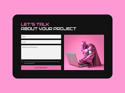 Contact Form for Landing Page 3d batman branding contact form creative ui dark mode design form design futuristic design graphic design illustration modern design pink theme superhero techillustration ui uidesign uiux uxdesign web design