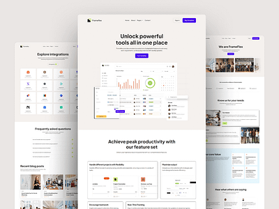 FrameFlex — Ultimate SaaS Showcase Template agency branding framer framertemplate it company saas template trending ui