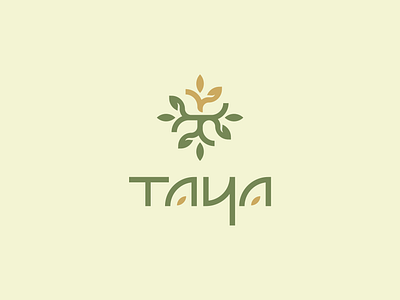 Taya Logo brand identity branding caffeine commodity community design graphic design green logo logo design monoline tea tea leaf tea logo