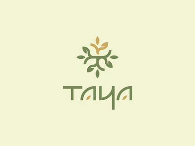 Taya Logo brand identity branding caffeine commodity community design graphic design green logo logo design monoline tea tea leaf tea logo