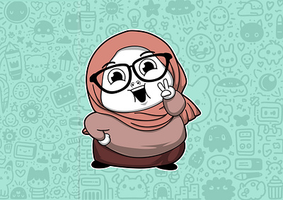 Cute Hijab Girl cartoon character character design chibi cute design fat girl graphic design hijab illustration