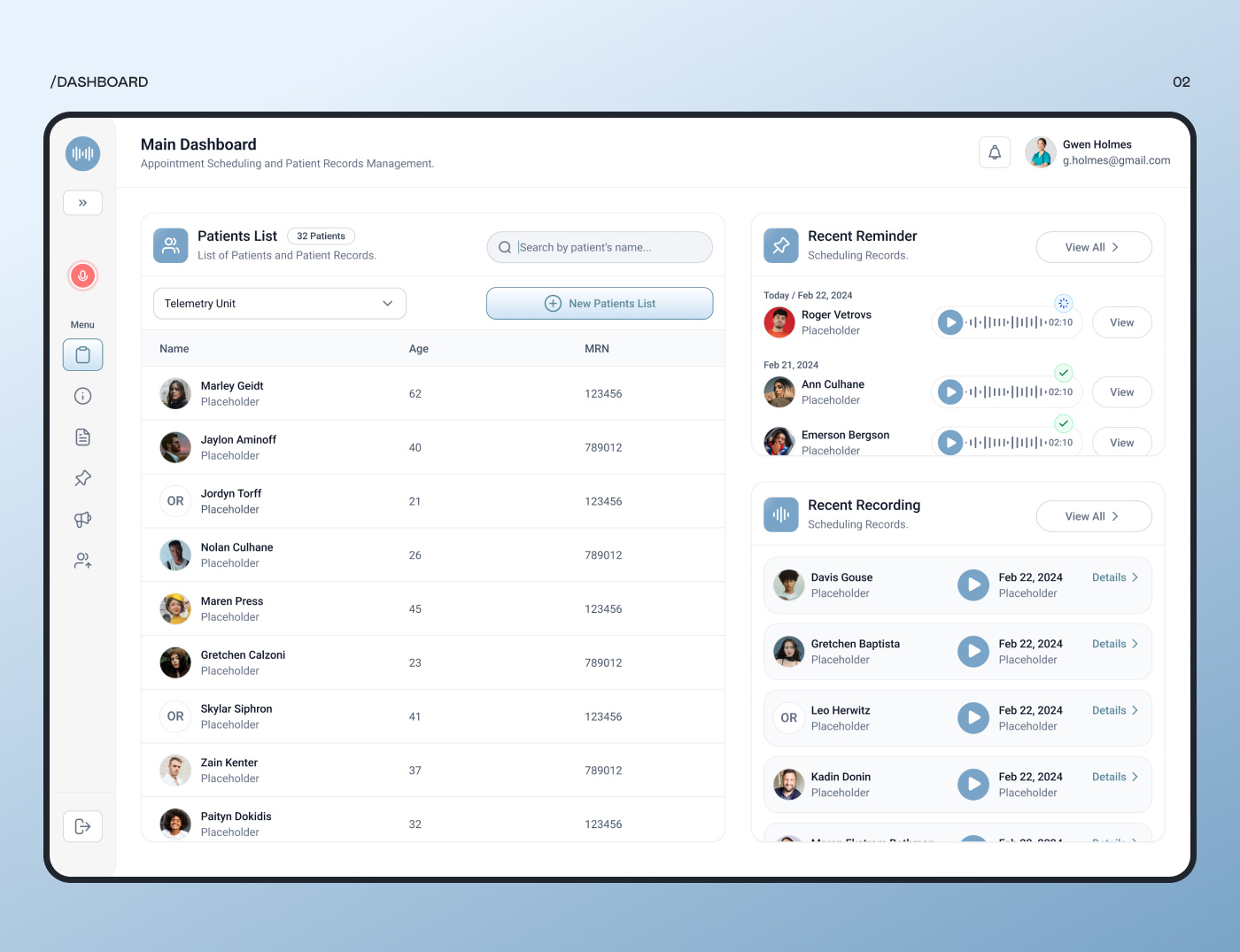 Example of Ehr UX/UI Design Emr Patient Management