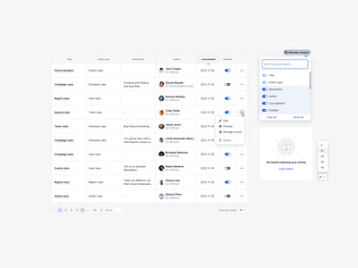 Management Interface UI parts datamanagement management product design table ui ux web