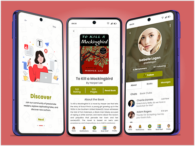 Mobile App Mockup (Book Reading App) book book reading figma mobile app mockup prototype ui uiux user experience ux