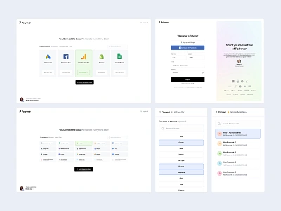 Polymer Onboarding UI bi tool business intelligence data data connection gradient onboarding polymer product design registration sign up ui ux