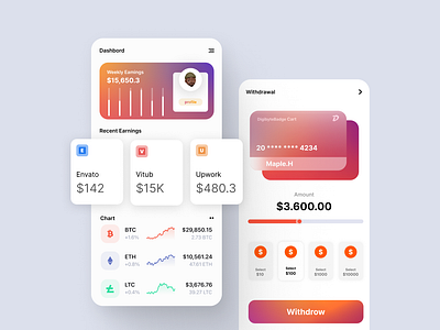 bank currency app mobile ui wireframing