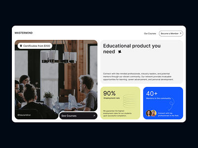 MasterMind educational platform animation design interactive landingpage ui uidesign