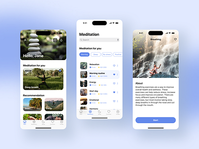 Meditation app app design illustration ui ux