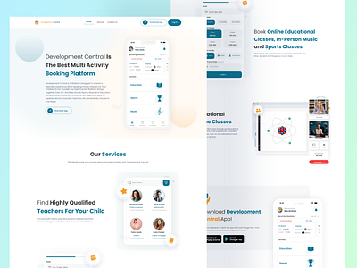 Development Central Landing Page app landing page contact section creative web design education landing page modern web ui service section ui web design web ghero section web landing page