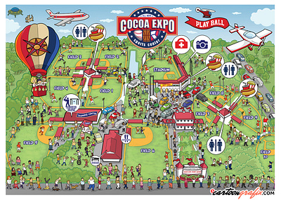 Cocoa Expo Map cartoon maps ecartoonman fun maps illustrated maps richard peter david