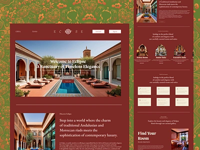 Eclipse Hotel Website Design andalusiandesign eleganttypography figma highqualityvisuals hotel hotelwebsite luxuryhotel marrakech moderndesign ui userexperience userinterface uxui webdesign