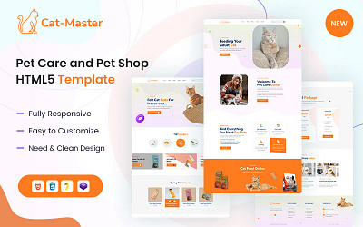 Cat-Master Pet Care and Pet Shop HTML5 Template 3d animation branding business design graphic design illustration logo ui vector