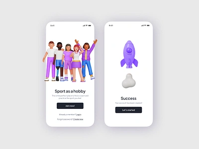 Log in | Sign in | Sports Mobile App with accessibility 3d 3d shapes accesibility branding design graphic design illustration login page mobile app mobile app design onboarding start screen ui ui design ux ux design webdesign