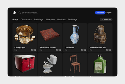 3D Marketplace Web 3d marketplace minimal ui web design