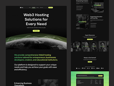 Doly - Web3 Hosting Website (Solutions) academy business clean creator design developer educations expert hosting landing page solutions ui web web3 website