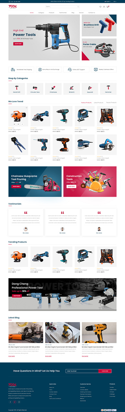 Precision Tools - Your Ultimate Source for Quality Tools Website animation banner blog branding cart categories graphic design logo machine motion graphics offer search services slider testimonials tools tranding ui ux