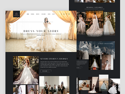 Fashion Store Website UI UX Design (Wedding Dress E-commerce) brand branding collection dark design e commerce fashion home screen homepage landing page store ui user interface ux website wedding wedding dress