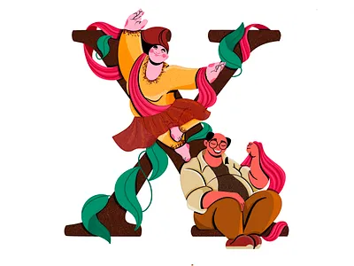 X 36 days of type character design concept digital art fat people flat vector girl graphic design human illustration illustration