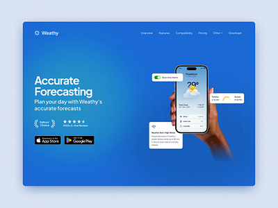 Weathy — One Page Framer Template forecasting framer landing landing page minimal one page template theme ui weather web