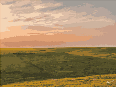 Sunset in the Flinthills branding design digital art drawing graphic design graphic illustration illustration illustrations vector