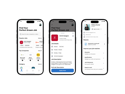 Job Finder App android app app design career employee find job find work hire hiring hiring platform hr ios job job finder job listing job search popular portfolio uiux work