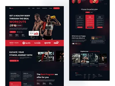 Fitness Website Design design figma figma design fitness ui design uiux ux design web web design website wordpress