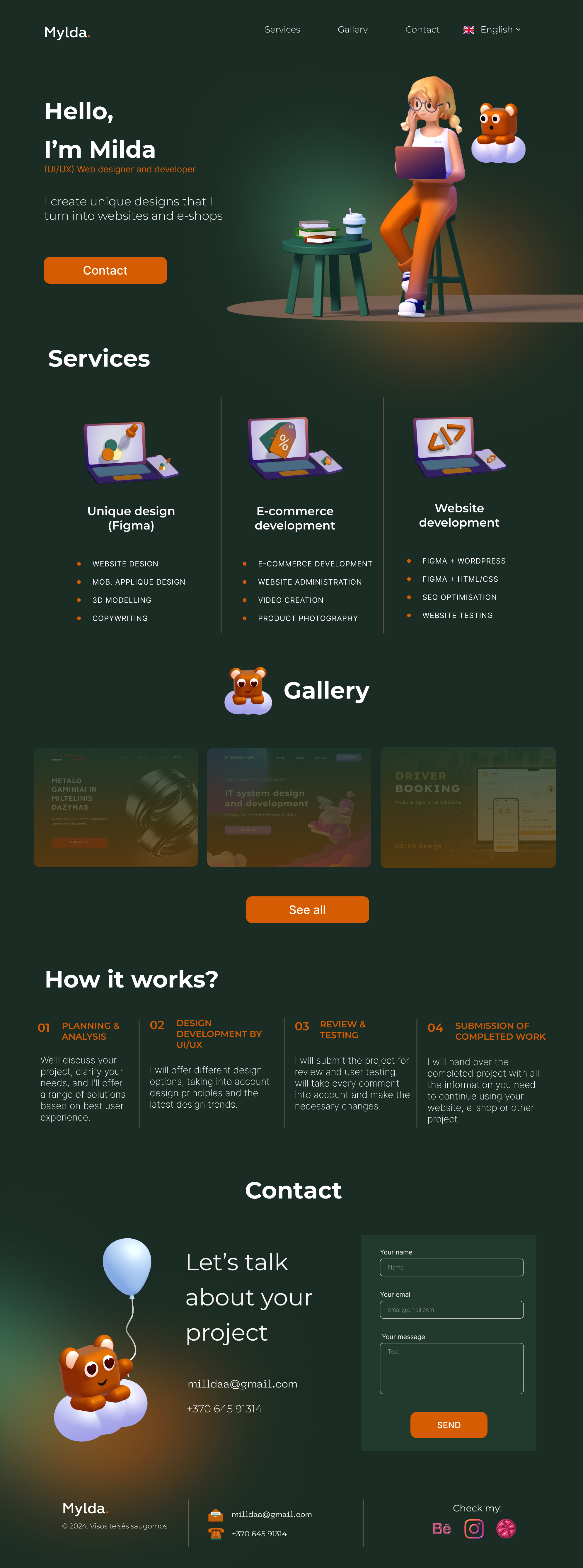 Portfolio landing page with 3D element 3d 3d design 3d illustration 3d modeling design development e commerce e shop landing page mobile app portfolio portfolio design services design uiux user experience user interface website website design