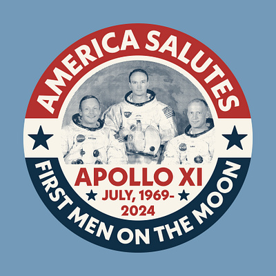 America Salutes apollo 11 apollo xi badge design illustration logo moon nasa patch retro space vintage