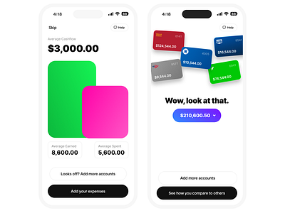 Cashflow Netflow Onboarding Flow app app design bank card cash cashflow design fintech invest money money app net worth tracking ui ux