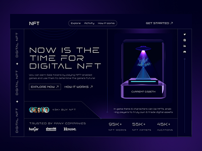 Digital NFT Landing Page UI Design 3d 3d design animation bold design landing page nft landing page nft website nft website landing page trending design ui ui design ui web design user interface web design website design