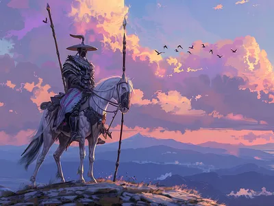 A LONE WARRIOR anime concept art fantasy art fantasy artist graphic design illustration warrior