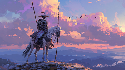 A LONE WARRIOR anime concept art fantasy art fantasy artist graphic design illustration warrior