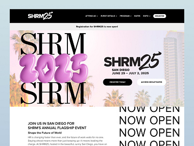 SHRM25 Annual Conference Annual Conference Website bold branding design home page hr human resources jitter modern shrm typography ui ux
