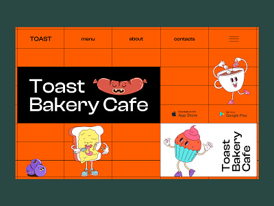 Toast bakery cafe bakery cafe design graphic design illustration landing minimalism ui