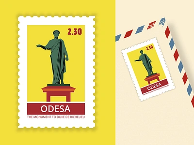 Poststamp | Odesa branding design envelope flat graphic design illustration inspiring monument post postcard postcrossing print stamp ukraine vector