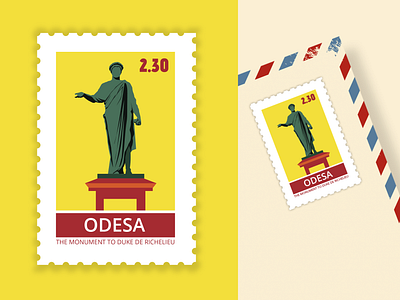 Poststamp | Odesa branding design envelope flat graphic design illustration inspiring monument post postcard postcrossing print stamp ukraine vector