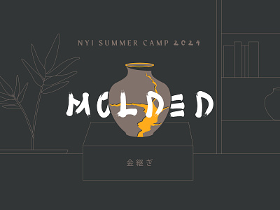 Youth summer camp theme design - line art from japanese pottery church church camp event branding illustration japanese line art pottery youth logo