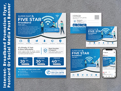 Internet Broadband Flyer, Postcard or Social Media Post branding cable flyer graphic design internet internet broadband internet broadband flyer logo post postcard social media social media post